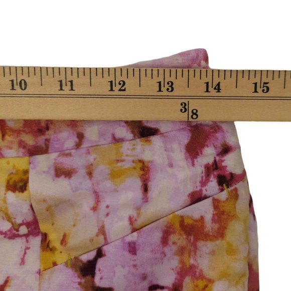 Ann Taylor Loft Floral Petite Pencil Skirt Womens 0P Lined Side Zip Pink Yellow - Picture 3 of 16